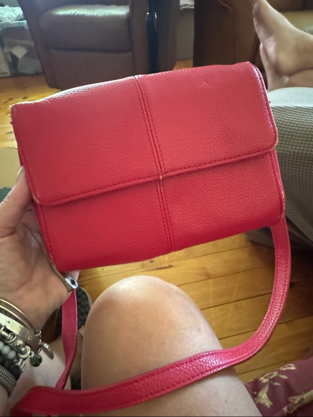 Women's Red Sleek Crossbody Bag/Purse